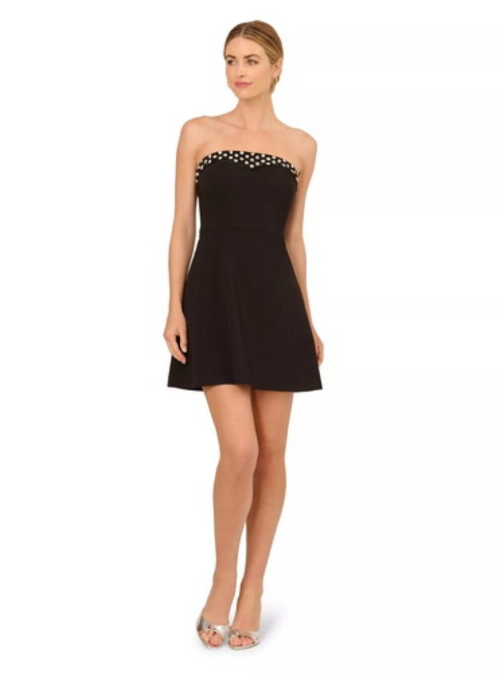 Adrianna Papell Black Crepe Sleeveless Fit & Flare Mini Dress